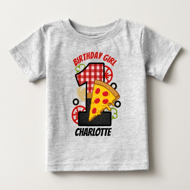 Pizza First Birthday Girl shirt (Front)