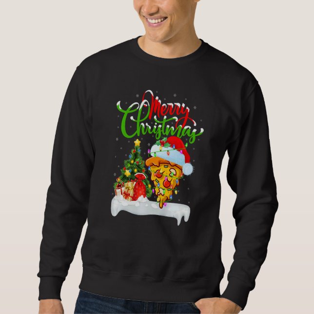 Pizza Food  Xmas Decorations Santa Pizza Christmas Sweatshirt (Front)