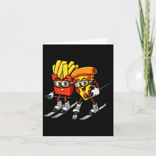 Pizza french fries ski funny skiier fast food card