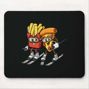 Pizza French Fries Ski Funny Skiier Fast Food Skii Mouse Pad