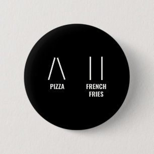 Pizza French Fries Skiing Quote Funny Skier Ski In 6 Cm Round Badge