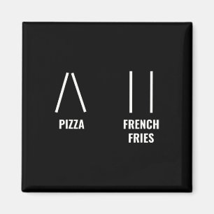 Pizza French Fries Skiing Quote Funny Skier Ski In Magnet