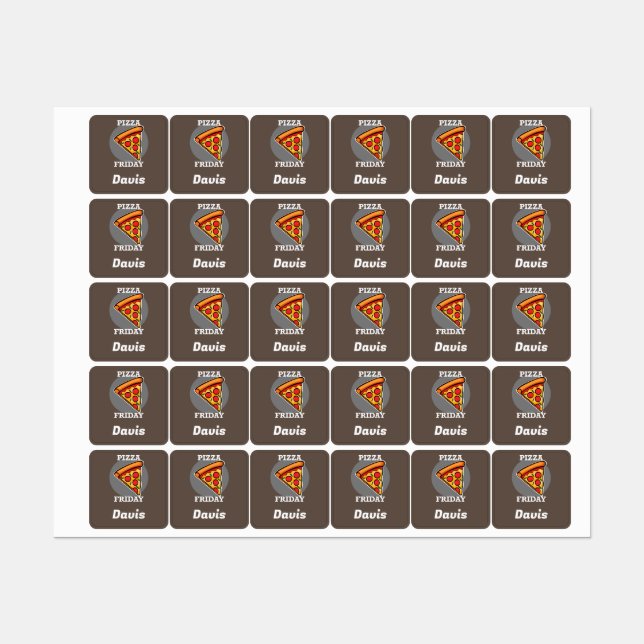 Pizza Friday Design - Small Square Clothing Label  (Sheet)