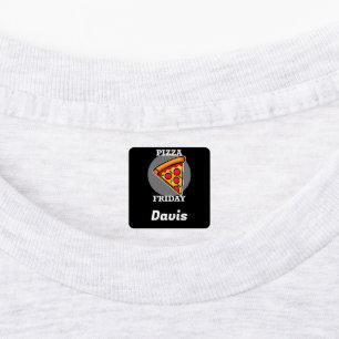 Pizza Friday Design - Small Square Clothing Label