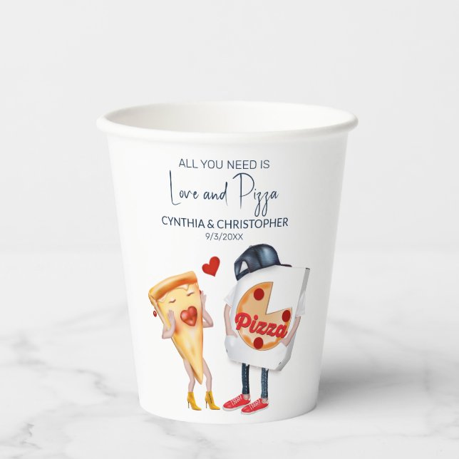 Pizza Funny Bridal Shower Paper Cups (Front)