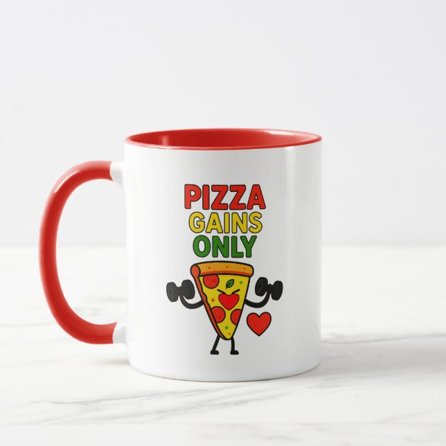 Pizza Gains Only – Humourous funny  Mug (Left)