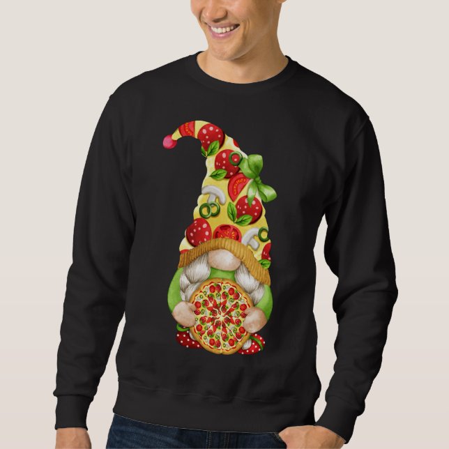 Pizza Gnome Cute Pizza Pattern Funny Gnomie Sweatshirt (Front)