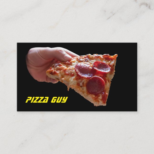 Pizza guy pizza delivery service as pizza taxi cab business card (Front)