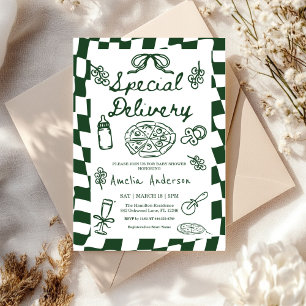 Pizza Hand Drawn Special Delivery Baby Shower Invitation
