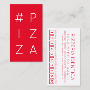 #PIZZA hashtag loyalty punch card