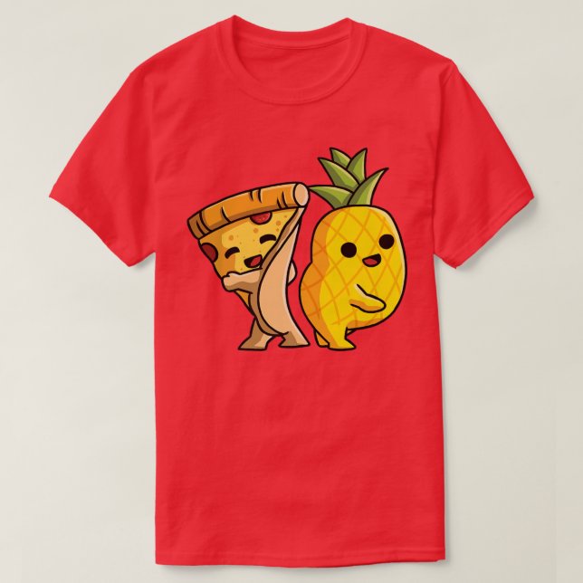 Pizza Hawaii Couple  Dancing Pineapple And Pizza L T-Shirt (Design Front)