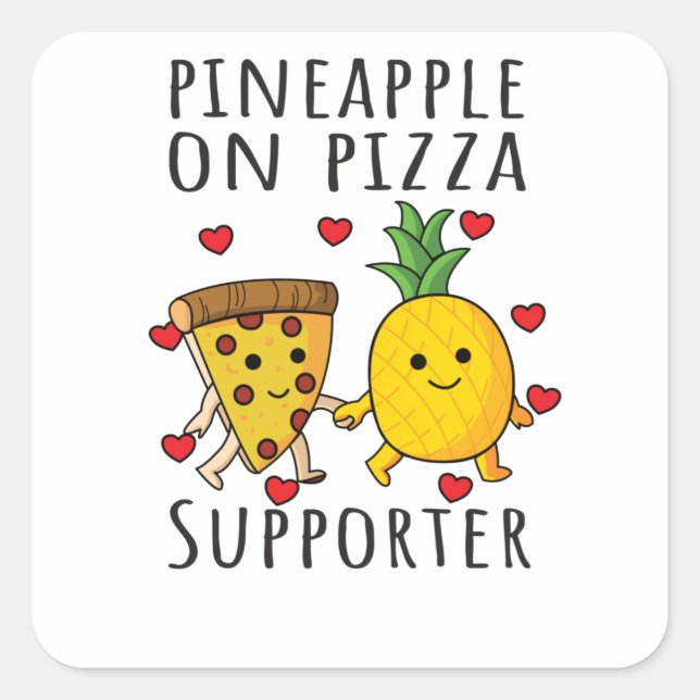 Pizza Hawaii Pineapple Pizza Food Square Sticker (Front)
