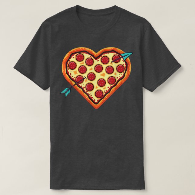 Pizza Heart Cute Valentines Day Heart Shaped Pizza T-Shirt (Design Front)