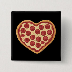 Pizza Heart Shaped Cute Valentine's Day 15 Cm Square Badge