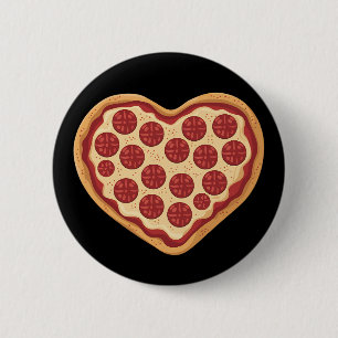 Pizza Heart Shaped Cute Valentine's Day 6 Cm Round Badge