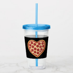 Pizza Heart Shaped Cute Valentine's Day Acrylic Tumbler