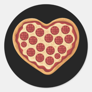 Pizza Heart Shaped Cute Valentine's Day Classic Round Sticker