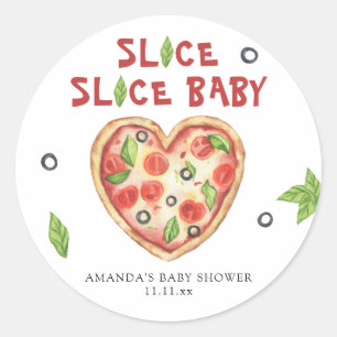 pizza heart watercolor baby shower  classic round sticker