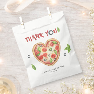 pizza heart watercolor baby shower THANKS Favour Bag