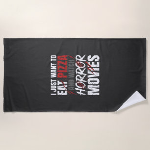 Pizza Horror Movies Halloween Design_1 Beach Towel