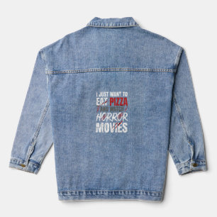 Pizza Horror Movies Halloween Design_1 Denim Jacket