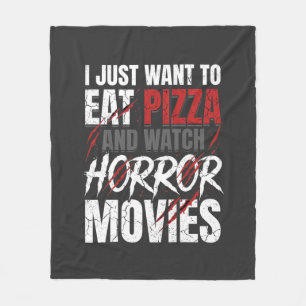 Pizza Horror Movies Halloween Design_1 Fleece Blanket