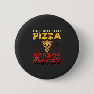 Pizza Horror Movies Halloween Skull Bats Spiderweb 6 Cm Round Badge
