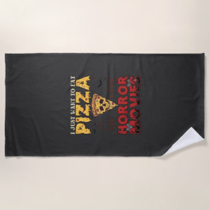 Pizza Horror Movies Halloween Skull Bats Spiderweb Beach Towel