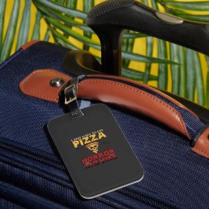 Pizza Horror Movies Halloween Skull Bats Spiderweb Luggage Tag