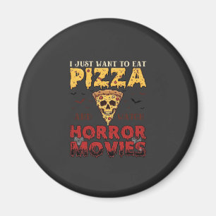 Pizza Horror Movies Halloween Skull Bats Spiderweb Magnet