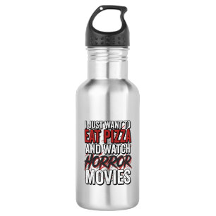 Pizza Horror Movies Vintage Halloween Typography S 532 Ml Water Bottle