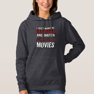 Pizza Horror Movies Vintage Halloween Typography S Hoodie
