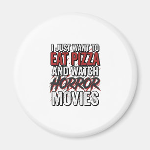 Pizza Horror Movies Vintage Halloween Typography S Magnet