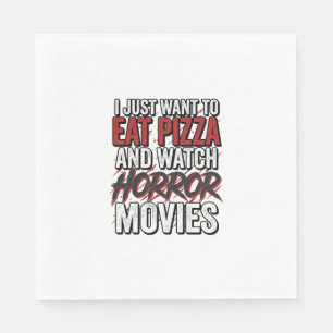 Pizza Horror Movies Vintage Halloween Typography S Napkin
