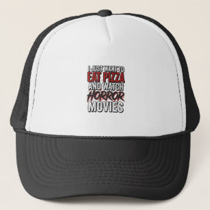 Pizza Horror Movies Vintage Halloween Typography S Trucker Hat