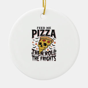 Pizza Horror Shirt Vintage Engraving Movie Night D Ceramic Ornament