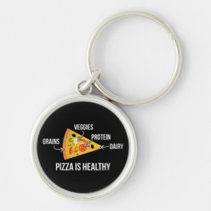 Pizza Is Healthy - Carbs - Funny Novelty Fitness Key Ring