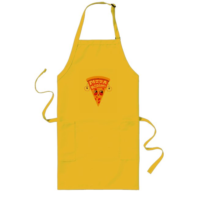 Pizza is My Valentine – Cute Funny Food Love  Long Apron (Front)