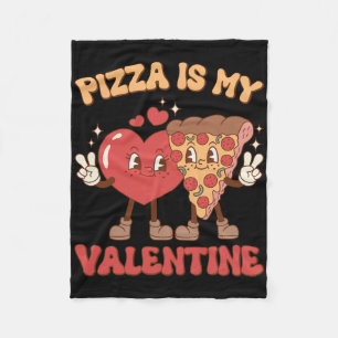 Pizza Is My Valentine Valentines Day Heart Peppero Fleece Blanket