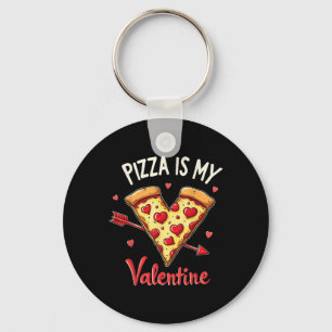 Pizza Is My Valentine Valentines Day Heart Peppero Key Ring