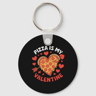 Pizza Is My Valentine Valentines Day Heart Peppero Key Ring
