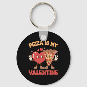 Pizza Is My Valentine Valentines Day Heart Peppero Key Ring