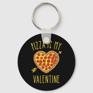 Pizza Is My Valentine Valentines Day Heart Peppero Key Ring