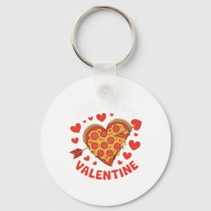 Pizza Is My Valentine Valentines Day Heart Peppero Key Ring