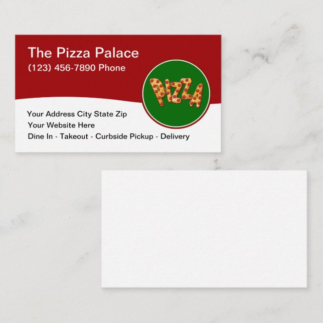 Pizza Italian Cuisine Restaurant Modern Business Card (Front/Back)