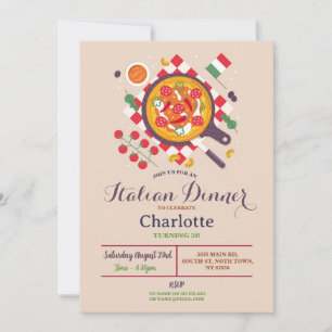 Pizza Italian Dinner Birthday Party Lunch Invitation