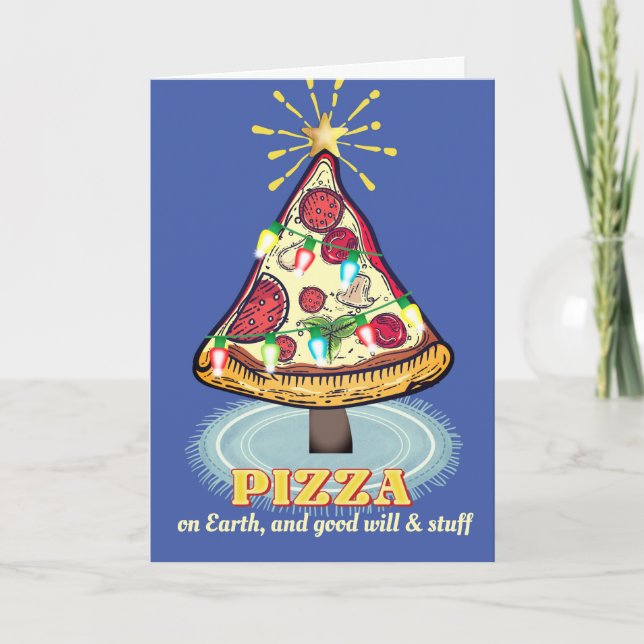 Pizza Italian restaurant catering Christmas Holida Holiday Card (Front)