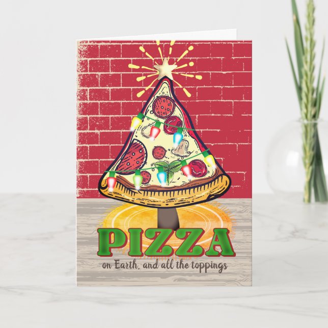 Pizza Italian restaurant catering Christmas Holida Holiday Card (Front)