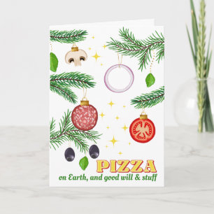 Pizza Italian restaurant catering Christmas Holiday Card