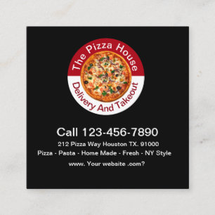 Pizza Italian Restaurant Unique Design Square Business Card